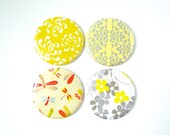 Yellow Pocket Mirror, Japanese Paper, Cherry Blossoms, Wedding or Party favor, Bridesmaids gift, Birthday, Gift under 10