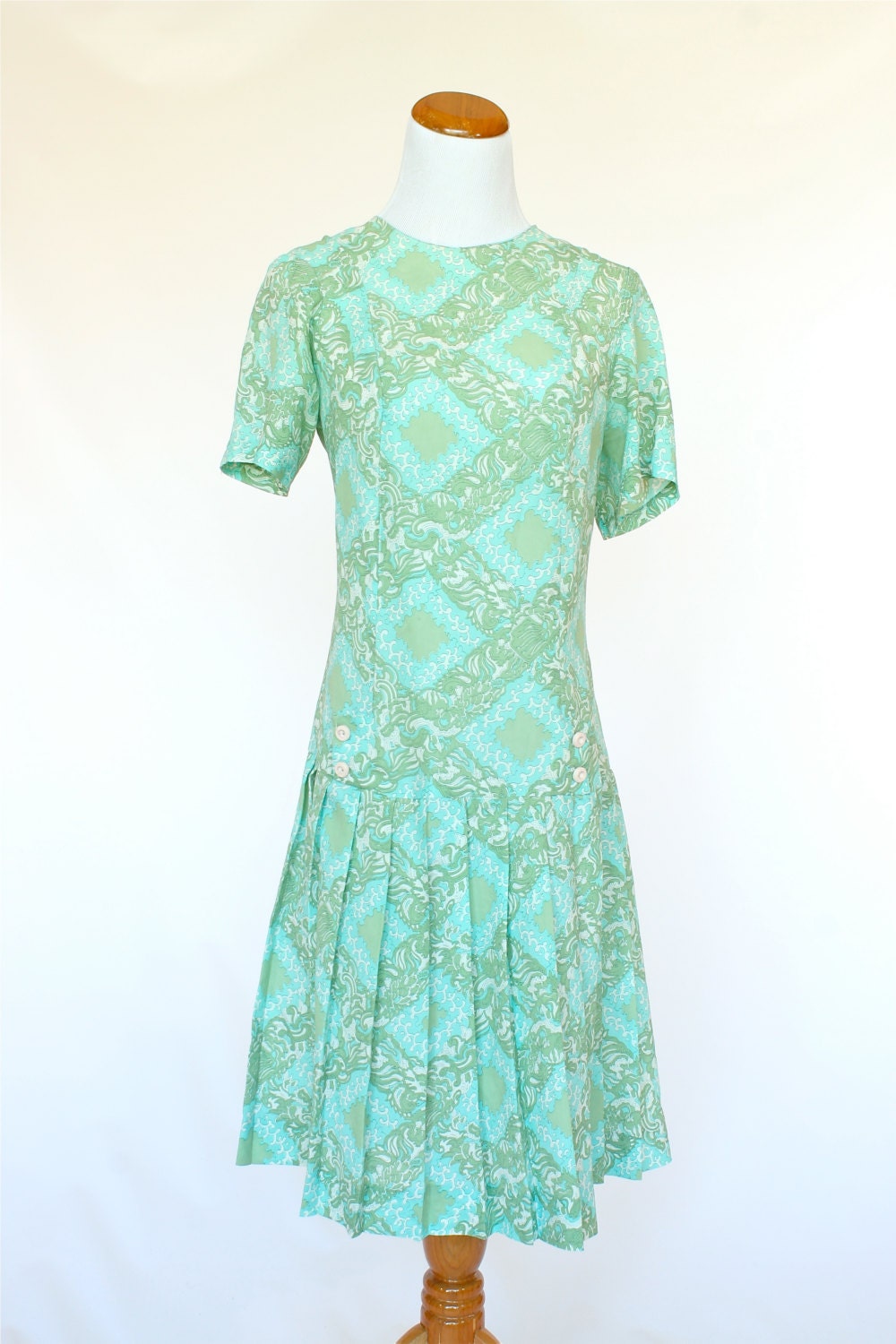 60's Vintage Dress, Teal Dress