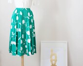 Vintage Pleat Skirt - Kelly Green Skirt - '50s Style Full Skirt - Mid Length Skirt - One Size Fits All