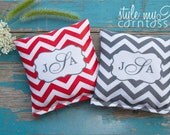 Cornhole Bags - Full Set (8 bags) // Chevron w/ Monogram