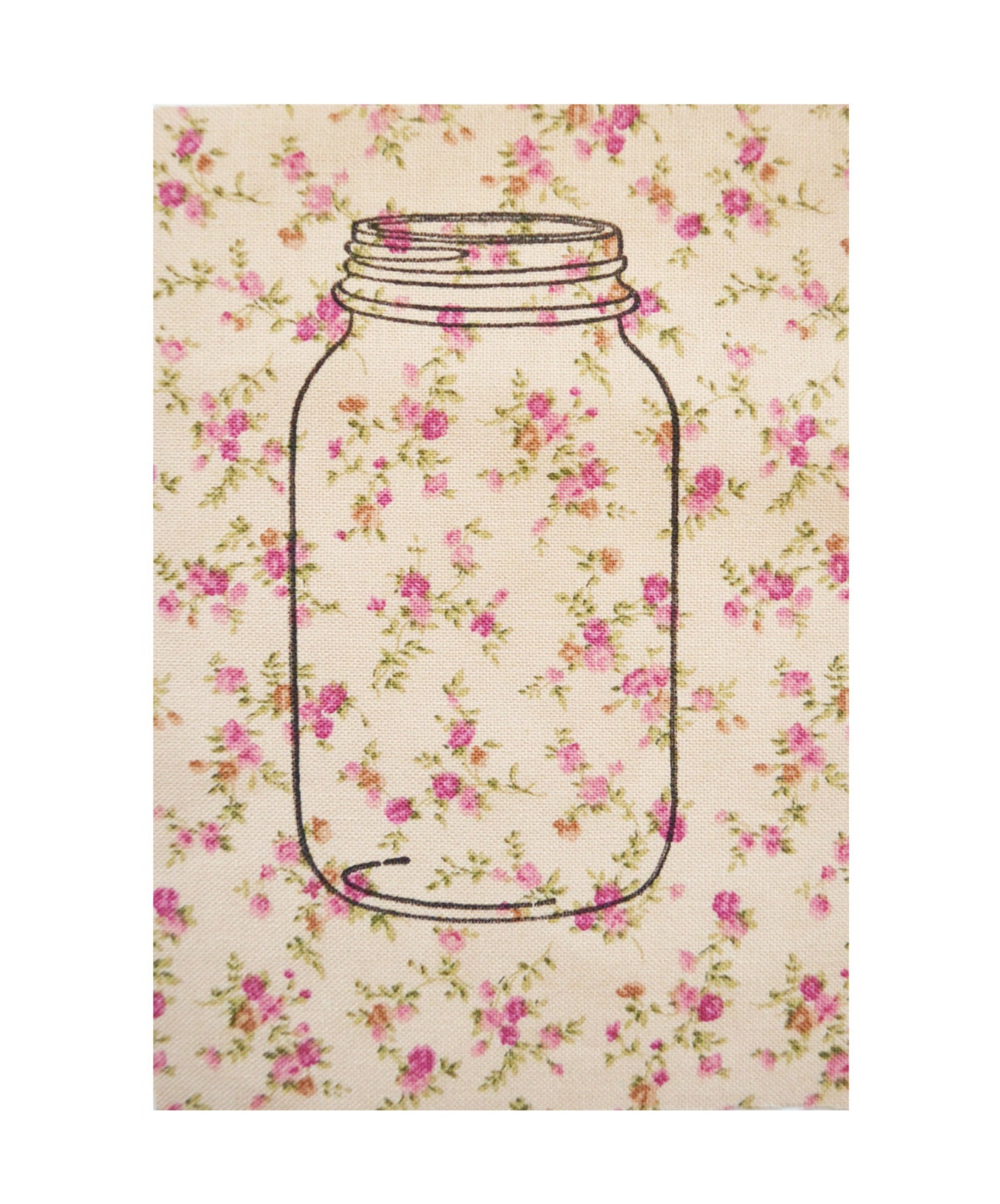 Mason Jar Patch on Floral Fabric