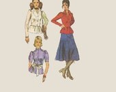 Simplicity Retro 70s Sewing Pattern Boho Style Peplum Waist Blouse Tapered Sleeves Shirt Midi Flared Skirt Uncut FF Bust 34