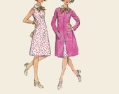 Simplicity Retro 70s Sewing Pattern Sheath Dress Sleeveless Coat Long Sleeves Button Front Duster Jacket Uncut FF Bust 38