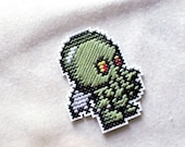 Lovecraft Cthulu Sprite Cross Stitch Pendant Magnet or Pin 8 Bit Pixel