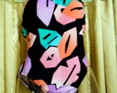 Womens One Piece, Abstract Swimsuit/Bathing Suit 1980s Size Medium