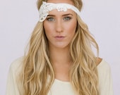 Ivory Bridal Headband Beautiful Cream Wedding Hair Piece Whimsical Headband for Bride or Bridesmaids Wedding Hair Accessories (HB-EMB01)