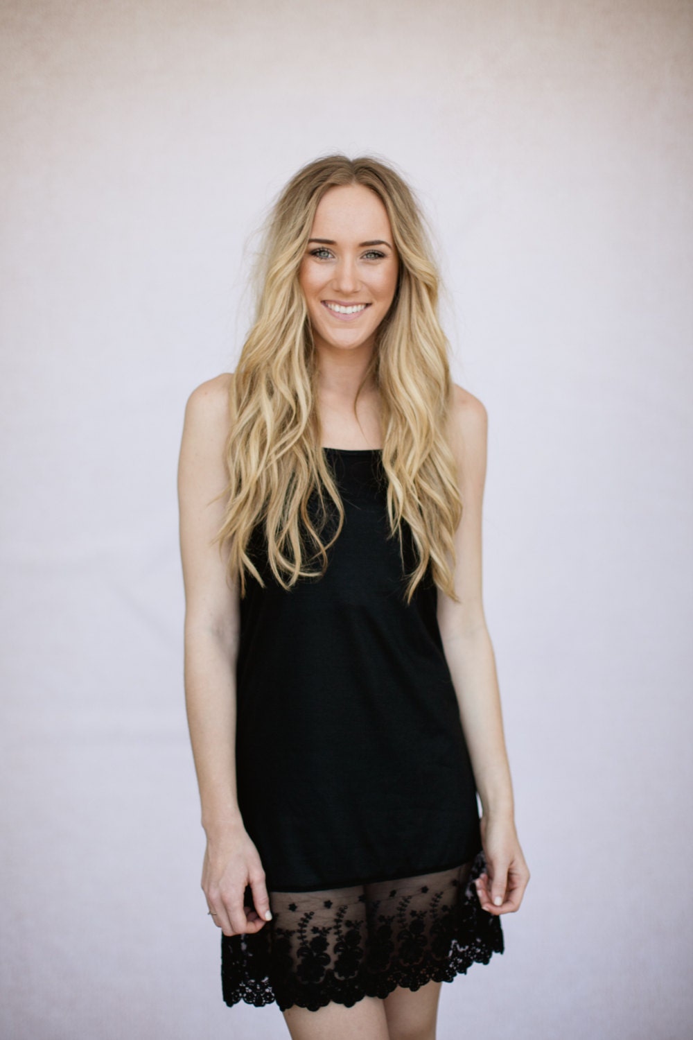 Slip DRESS Extender Lace Full Slip Dress Hem Extender Layering Cami Dress Women's Slip Full Long Slip (BLACK Full Slip)