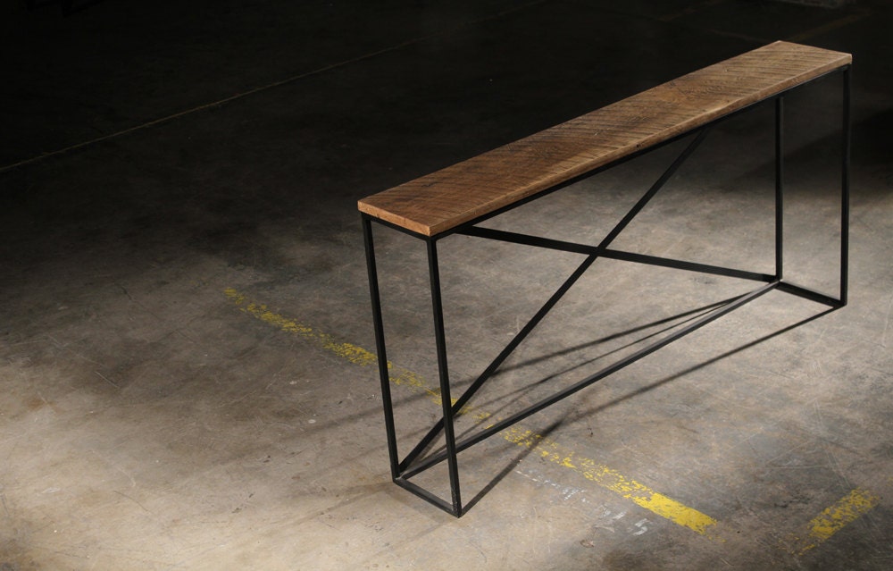 Reclaimed Barn Oak & Steel Console Table