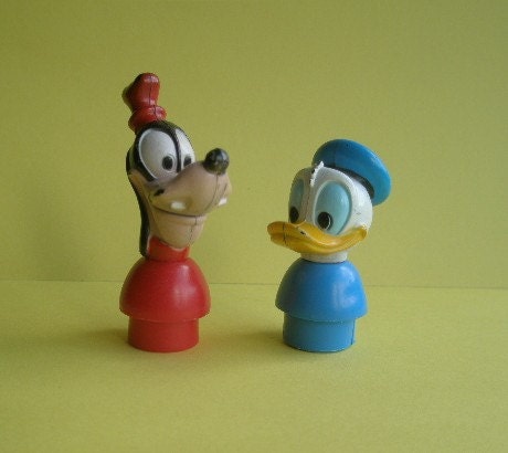 Vintage Goofy and Donald Duck figures, 2 piece set, original, collectible, Little People, vintage toys, Disney, Illco