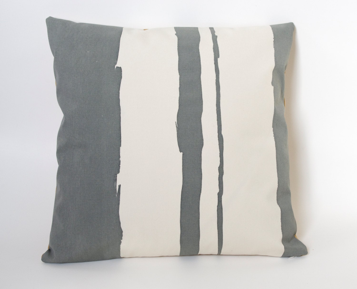 Painted Stripe Hand-Printed Pillow Cover in Grey
