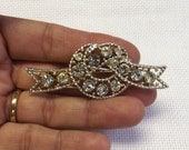 Rhinestone Barrette, Vintage Hair Accessory, Knot Twist Design, Retro, Hair Clip, Bling