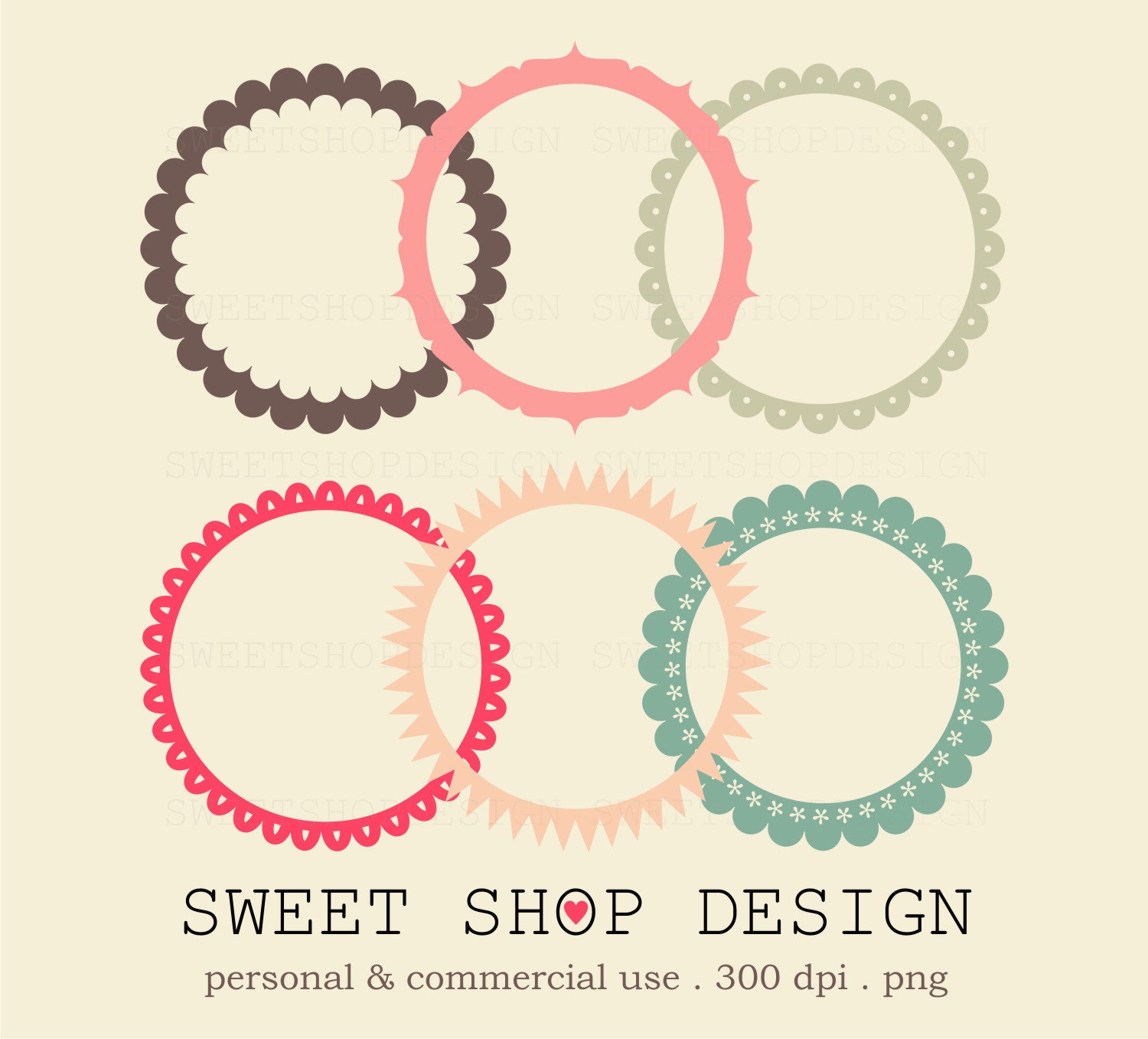 Circles Borders, Frames Clip Art Clipart - Personal and Commercial Use - N02A Il_170x135