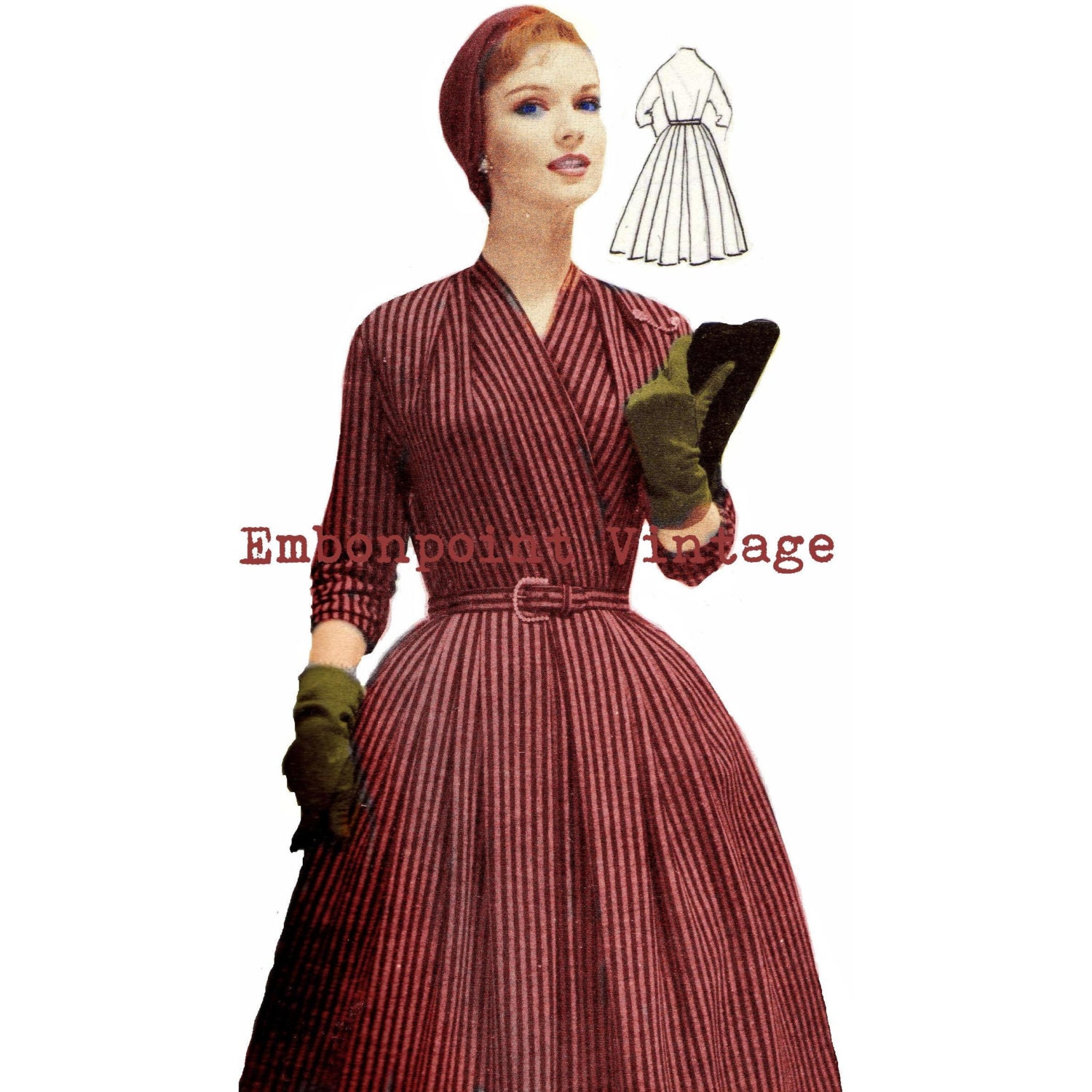 Vintage Sewing Pattern 1956 Dress PDF Plus Size (or any size)  - Pattern No 20 Luanne