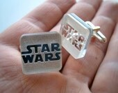 Sale 20 % Star Wars Cuff  Links, Engraved Logo and Lasercut  From Mirror plastic, Star Wars Cufflinks
