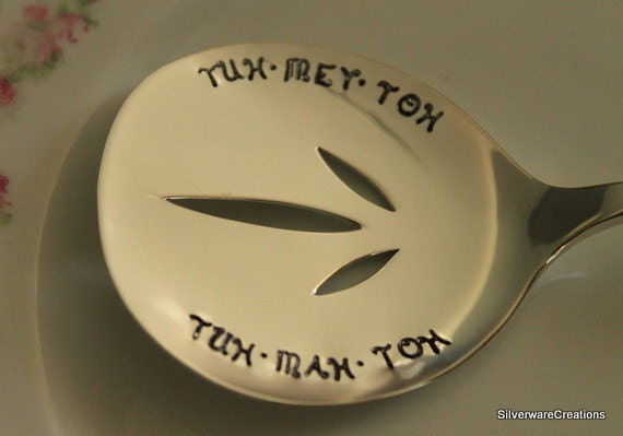 VINTAGE Silverplate TOMATO SERVER - Hand Stamped - Silver Sands 1966 You say Tou-May-Toh I say Tou-Mah-Toh