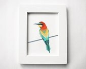 European Bee Eater, Geometric art print, Illustration, Bird print, A4, A3, A5, Custom size
