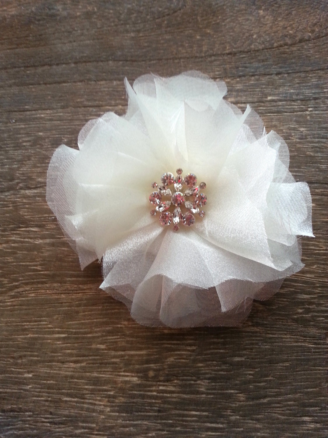 Bridal Clip - Organza Bloom Flower Hairpiece