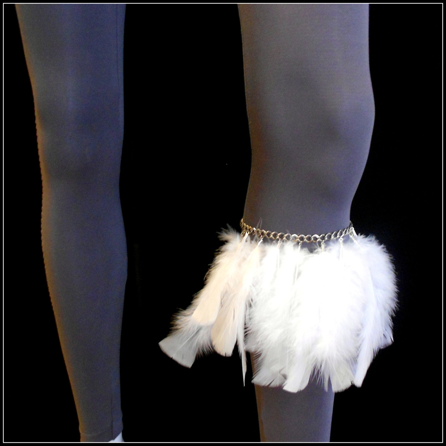 White Feather Calf Chain Calf Bracelet Calf Necklace