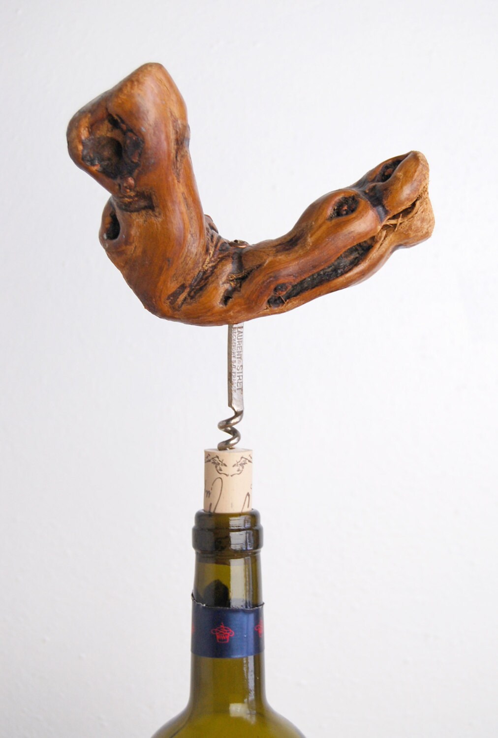 Items similar to Vintage Burl Wood Wine Bottle Opener Knotty Wood