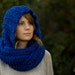 Scoodie, Hooded Scarf, Royal Blue Crochet Scarf, Women's Accessories, Extra Long Scarf