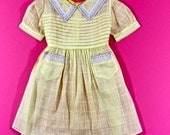 Vintage Girls 1950's or Earlier Yellow Spring Dress size 3