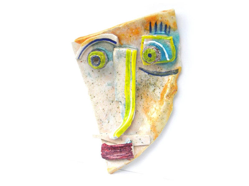 Geometric Wall Mask, Abstract ceramic (Wall Art),  3D wall art, Ceramic mask, Handmade sculpture of head,  Ceramic home decor