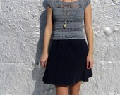 dusk blue crop top, crochet shirt, boho, hippie crochet