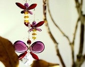 Crystal Glass Suncatcher, Butterfly Ornament, Butterfly Mobile, Hanging Mobile, Purple Butterfly, Red, Window, Wedding Decor