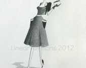 Fashion Illustration 1950s Black and White Art Decor or Gift
