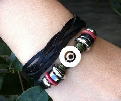 Women leather bracelet black Leather bracelet Charm Bracelet  high quality bracelet  RZ0150
