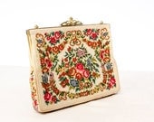 Vintage Floral Tapestry Evening Purse / Clutch