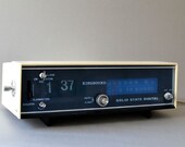 Vintage flip clock alarm radio West German Kingsound white eggshell space age atomic Mid-Century 60s 70s