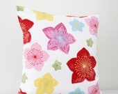 Decorative pillow cover- cotton throw pillows - pastel colors floral ornament print cushion case - 16x16