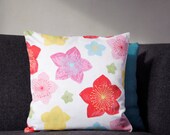 Decorative pillow cover- cotton throw pillows - pastel colors floral ornament print cushion case - 20x20