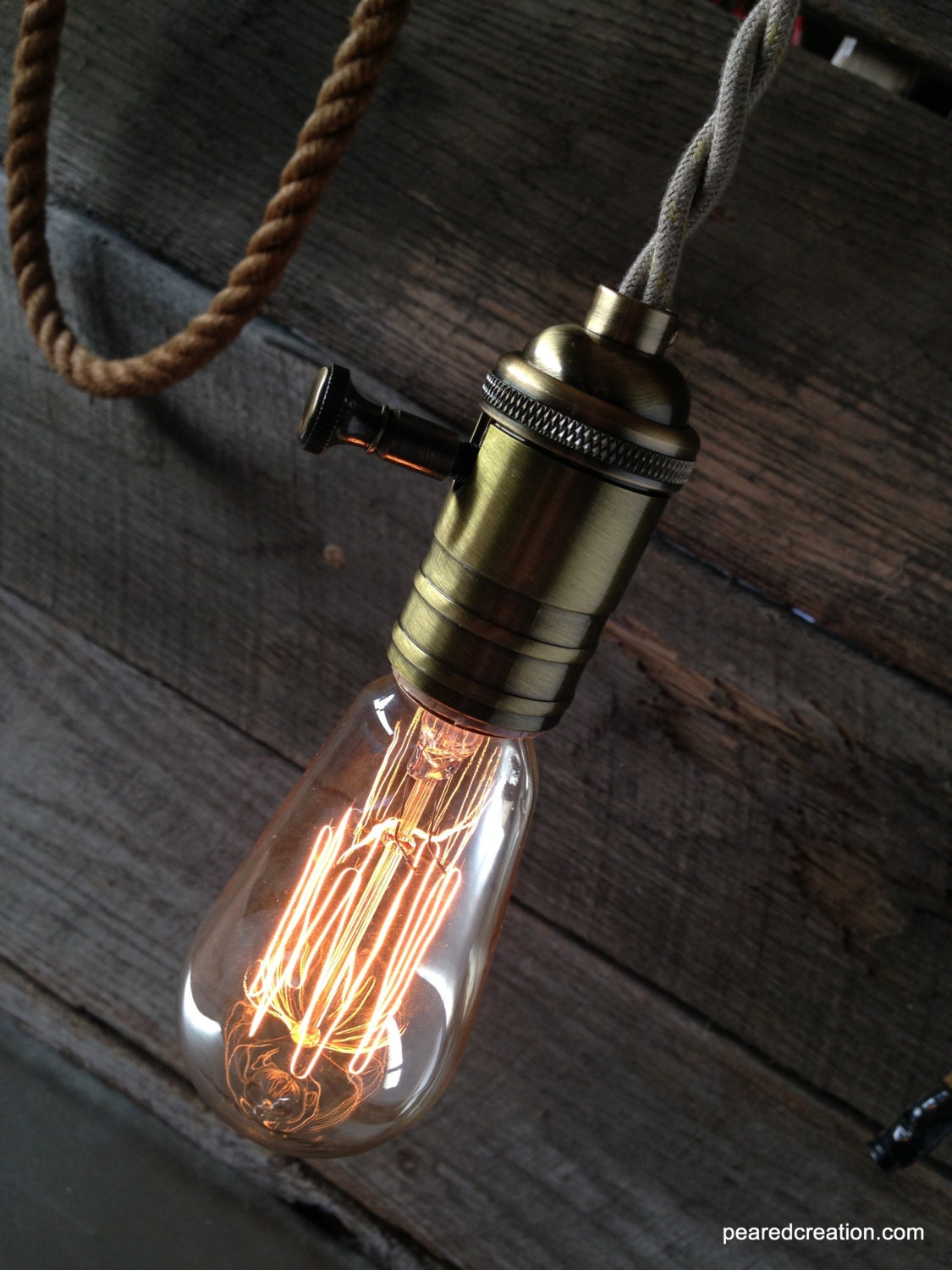 Edison Bare Bulb - Pendant Lamp - Industrial Decor - Vintage Cloth Cord