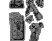 Graphic 45 - Olde Curiosity Shoppe- Rubber Cling Stamp Set