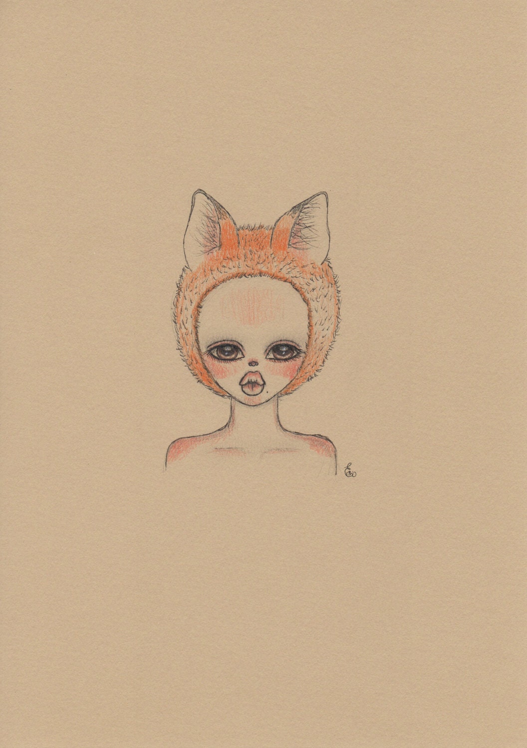 Cute fox girl 8x10 art print