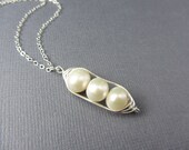 3 Peas in a Pod Necklace, Peas in Pod Sterling Silver Necklace, Mom Necklace