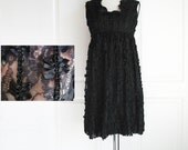 Vintage 60s black lace dress/ Mr. Mort by Stan Herman/ LBD baby doll dress/ ruffled lace with tiny bows/ designer dress