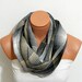 Personalized Men Scarf, Plaid Infinity Scarf Wide Cotton Viscose Printed Squared Circle Scarf in Black White and Beige, Women Accessories