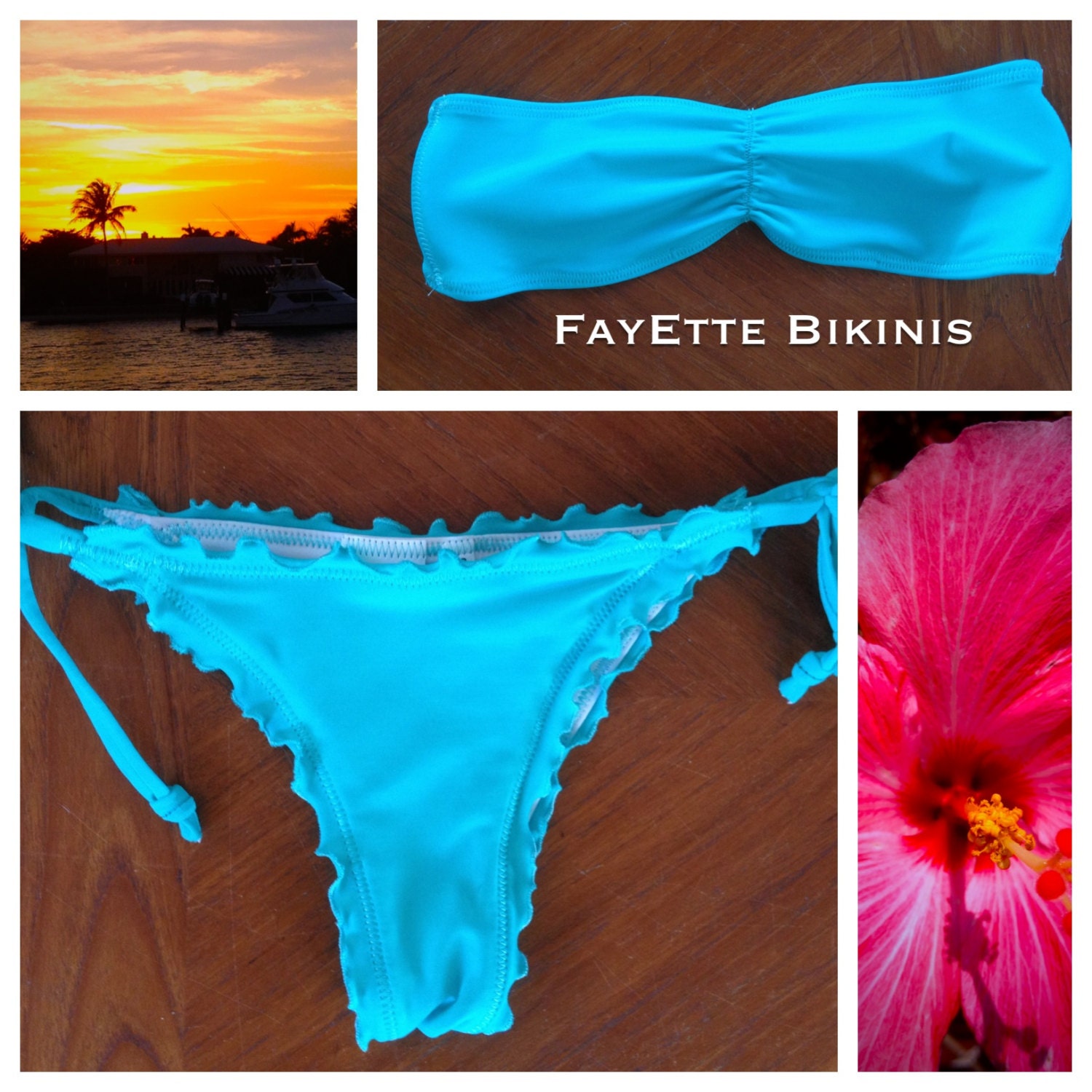 Turquoise 'Angelfish' Strapless Bandeau Bikini Top