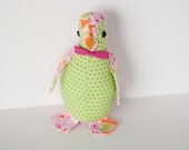 Baby Penguin - Orange and Pink Floral with Lime Green Polka Dot Belly and Hot Pink Bow Tie