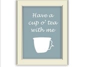 Cup O' Tea Kitchen Art-  Blue and White Pattern Arrows Art for Kitchen or Just Plain Lovers of Tea :)