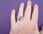 Sterling Silver 925 and Swarovski Crystal ring. Gemstone. Wire wraped, Adjustable.