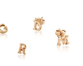 Rose Gold Alphabet Earring-925 Sterling Silver, Initial Earrings, Alphabet Stud Earrings, Letter Stud Earrings