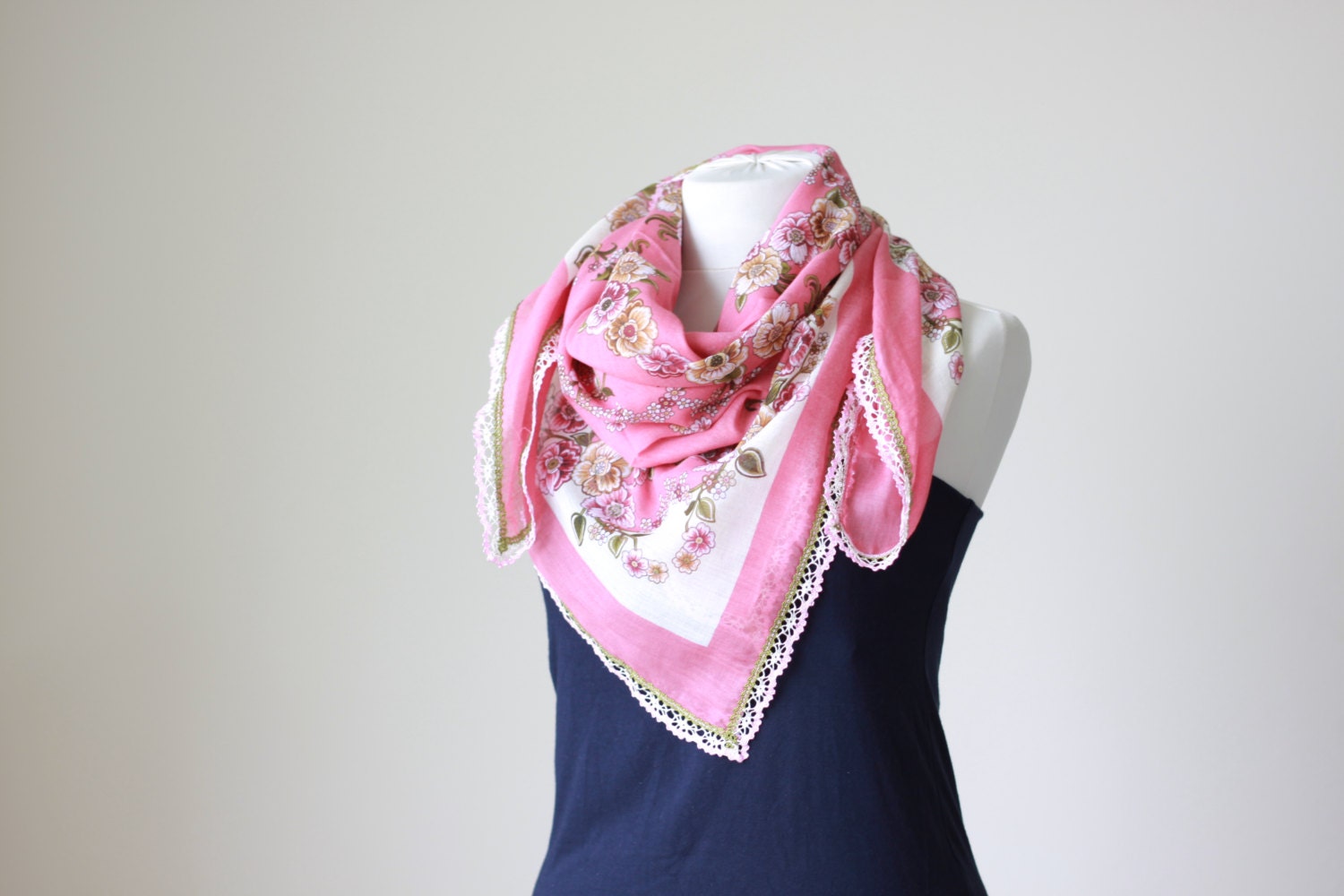 Pink Scarf - Turkish Scarf,  Cotton, Beach cover up, Headband, Belt, all in 1