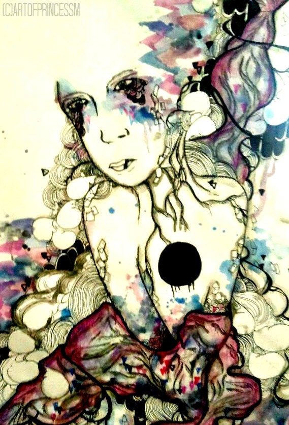 6x4 inch Giclee art print illustration. Contemporary art portrait, on photo paper emotional abstract art portrait
