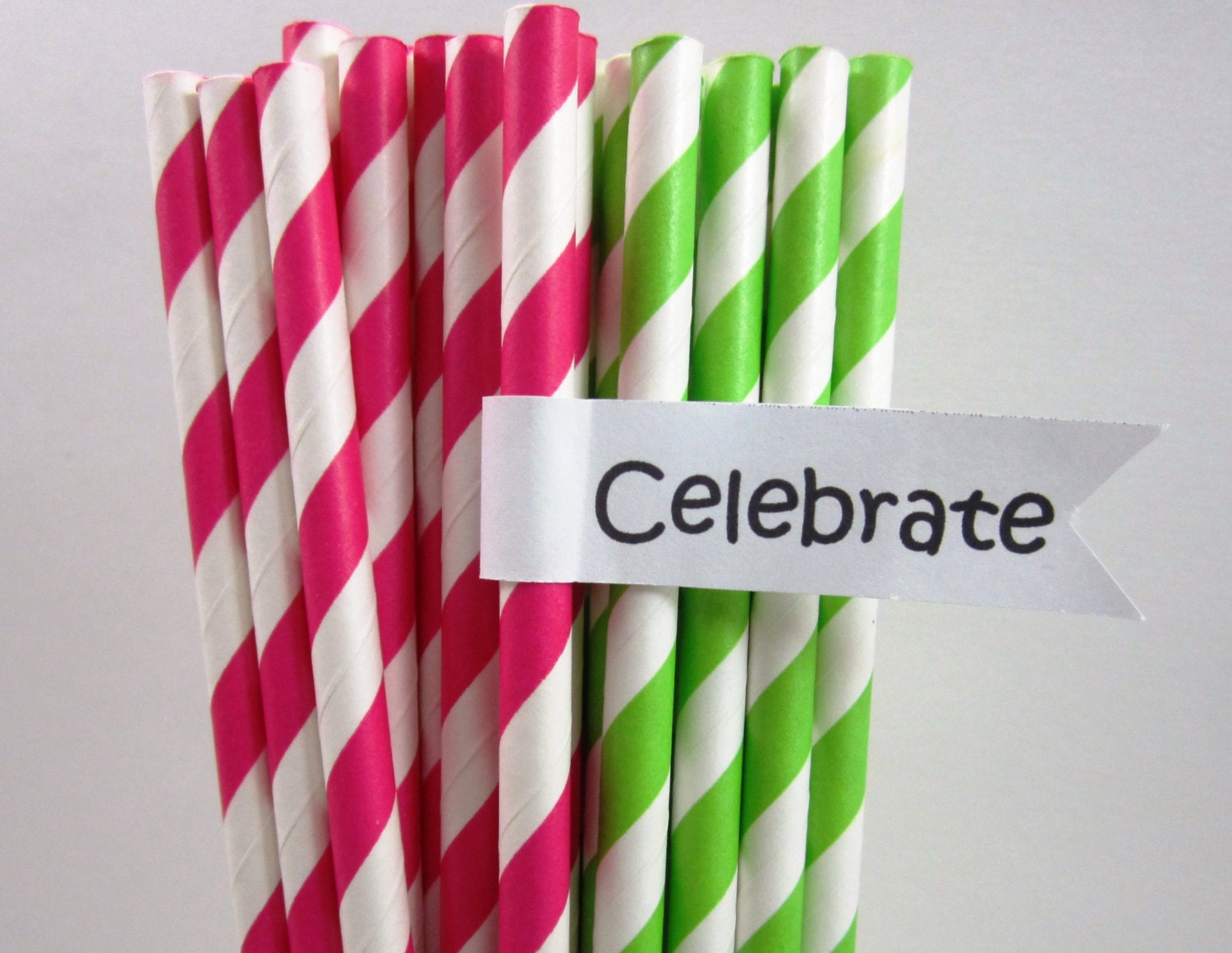 25 Bright Pink and Lime Green, Strawberry Short Cake, Watermelon, Sweet Shop, Easter, Spring. Paper Straws, Cake Pop Sticks, Crafting Il_570xn