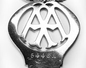 Nice Early Vintage Flat Chrome AA Badge circa 1940's