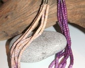 Vintage Purple and Lilac Painted Wooden Beaded Boho 5 Strand Necklace